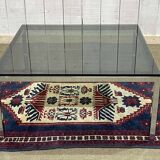 Chrome coffee table with a glass top from the 1980s.