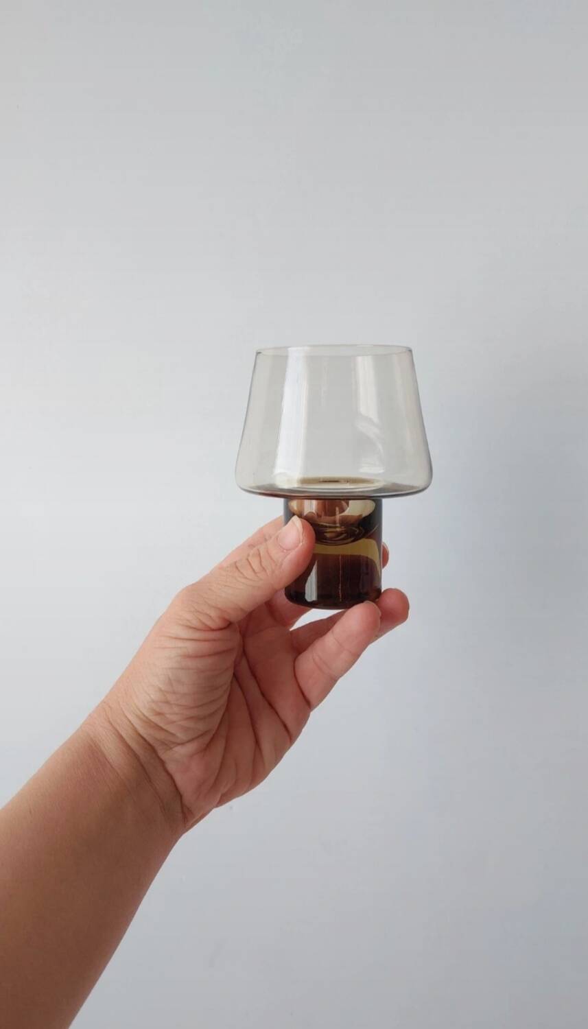 Smoked 70s carafe and glass set