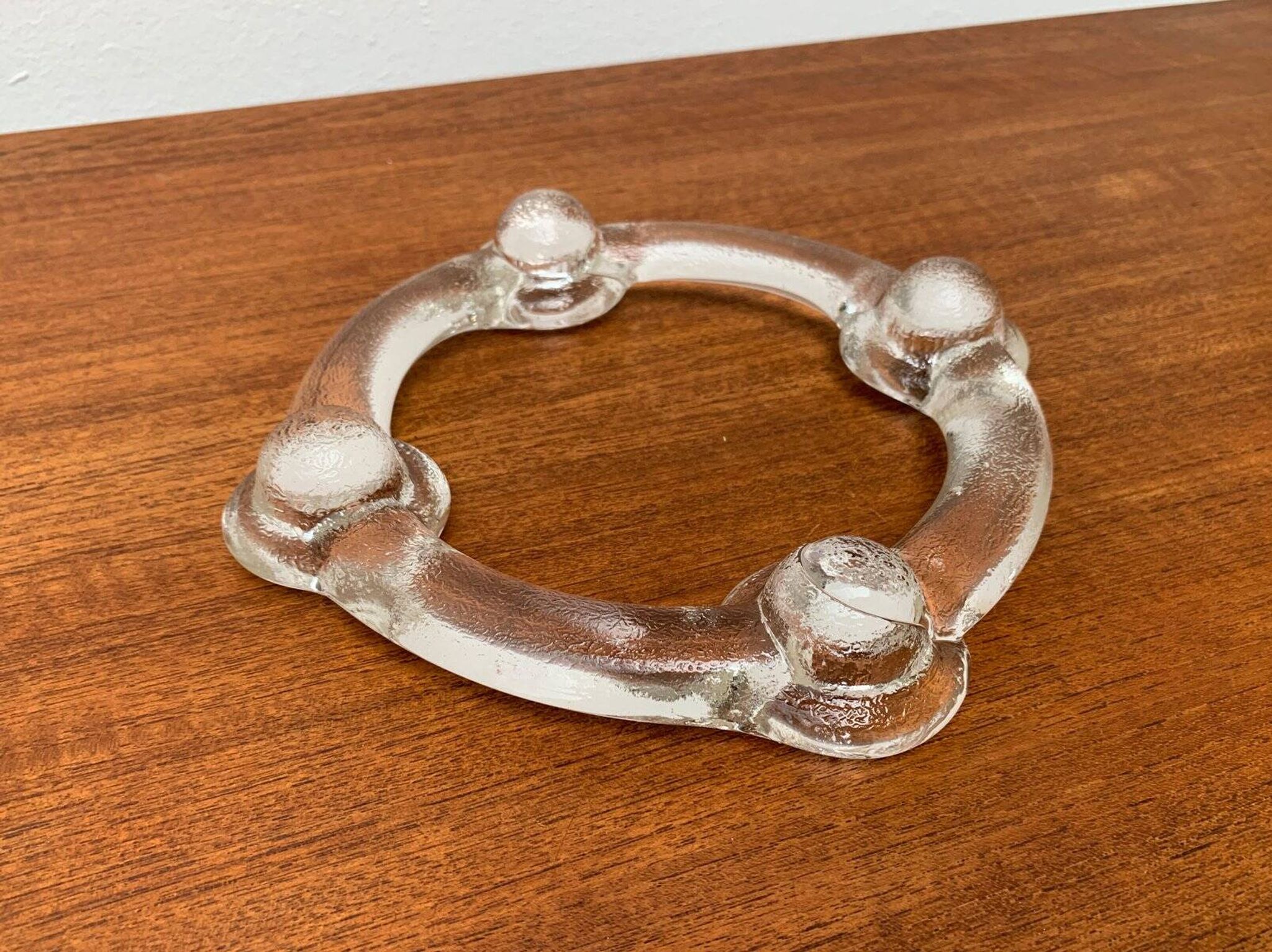 Swedish glass candle holder ring from Pukeberg, 1970s