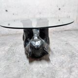 Unique Sculptural Black Bear Coffee Table, 1970s