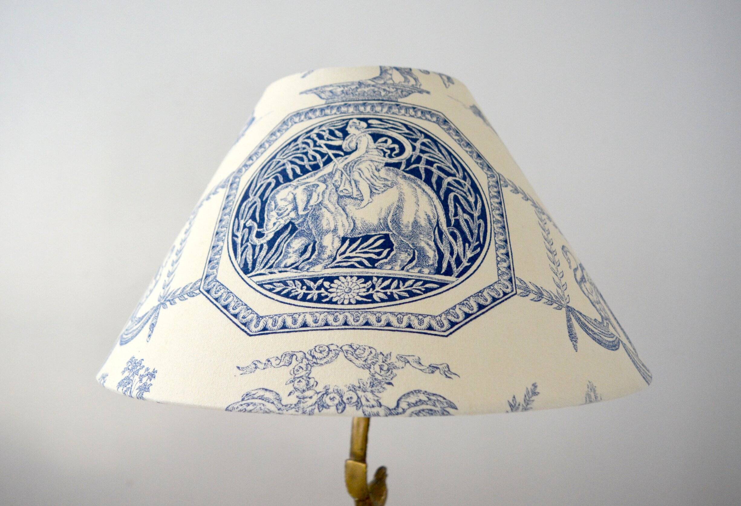 Toile de Jouy lampshade, Diana the Huntress motif