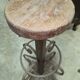 Tabouret d’atelier ancien bois et fer forgé – H 82 cm
