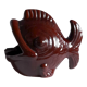 Cendrier poisson, céramique émaillée marron, art deco des années 40-50