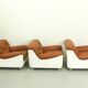 Fauteuil lounge Space Age en fibre de verre et cuir cognac, années 1970