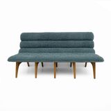Adrian Pearsall Style Italin Modern Bouclè and Walnut Sofa