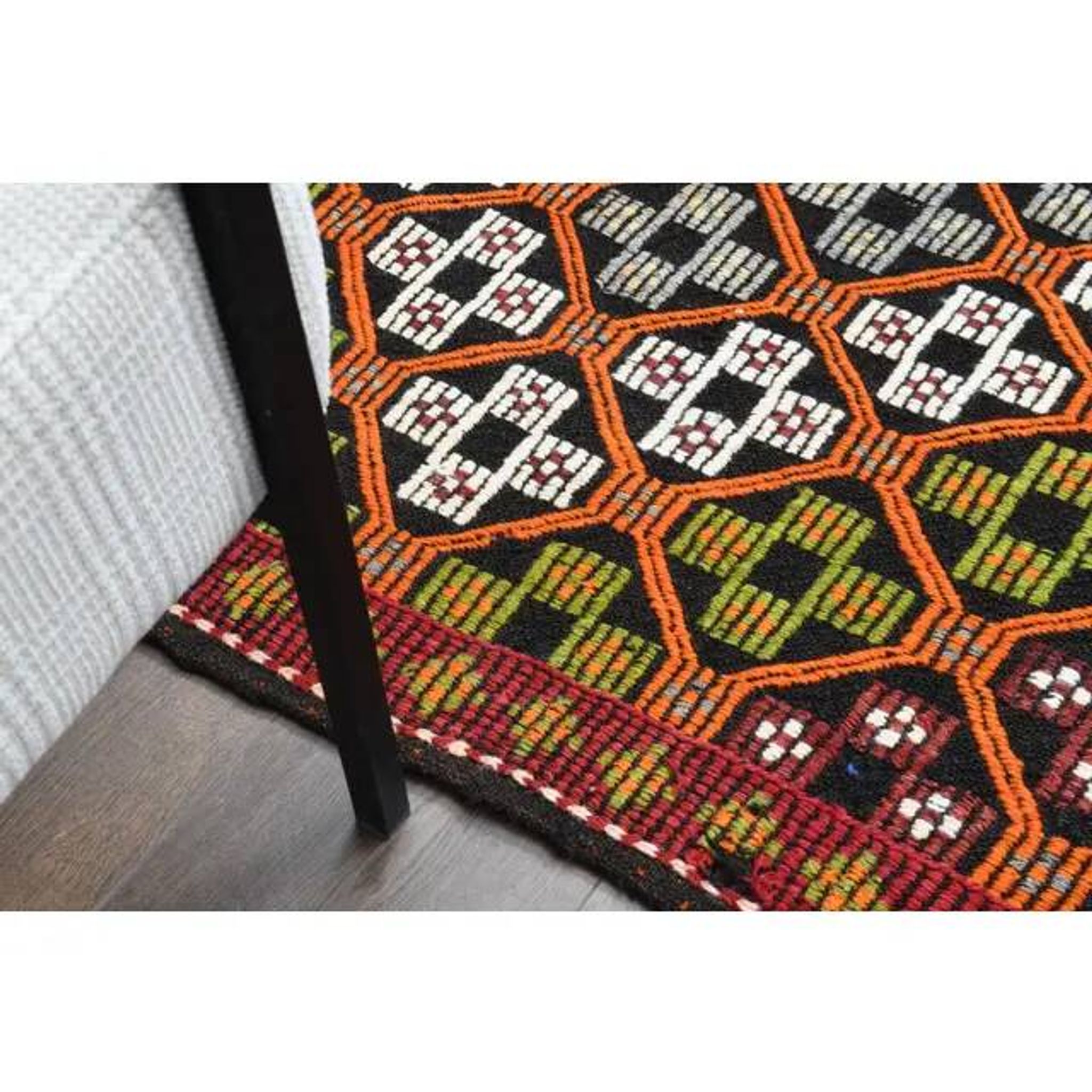 1970s Vintage Turkish Oushak Handmade Wool Cotton Orange Area Rug 179x353