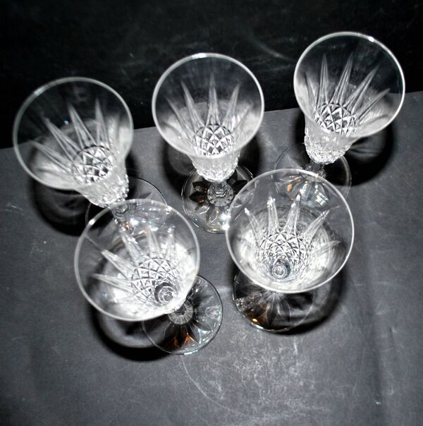 Lot de 5 flûtes à champagne tarn en cristal taillé de saint-louis h18.7cm