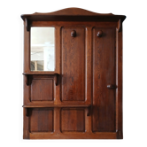 Entrance hall wardrobe in solid oak, pegged, circa 1940.