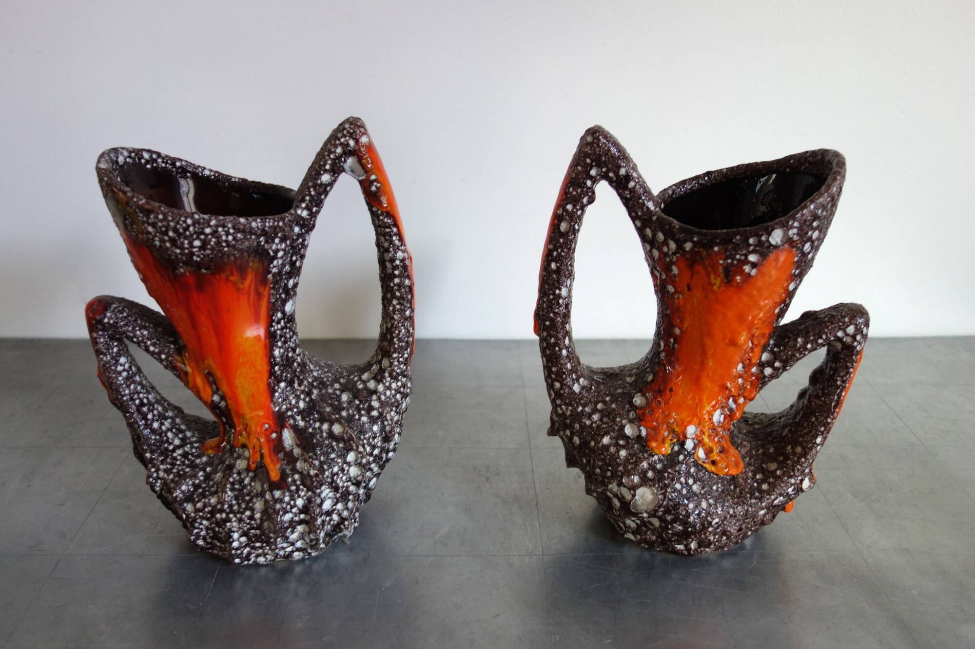 Pair of Fat Lava Vallauris vases from the 1950s