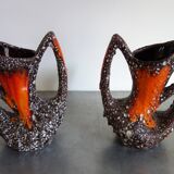 Pair of Fat Lava Vallauris vases from the 1950s