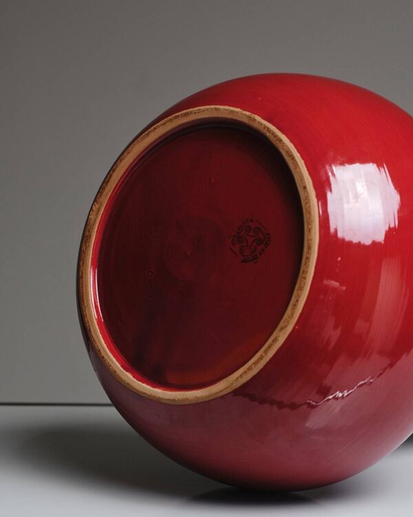 Grand vase en céramique rouge, robert picault, 1960s