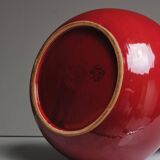 Large red ceramic vase, robert picault, 1960s