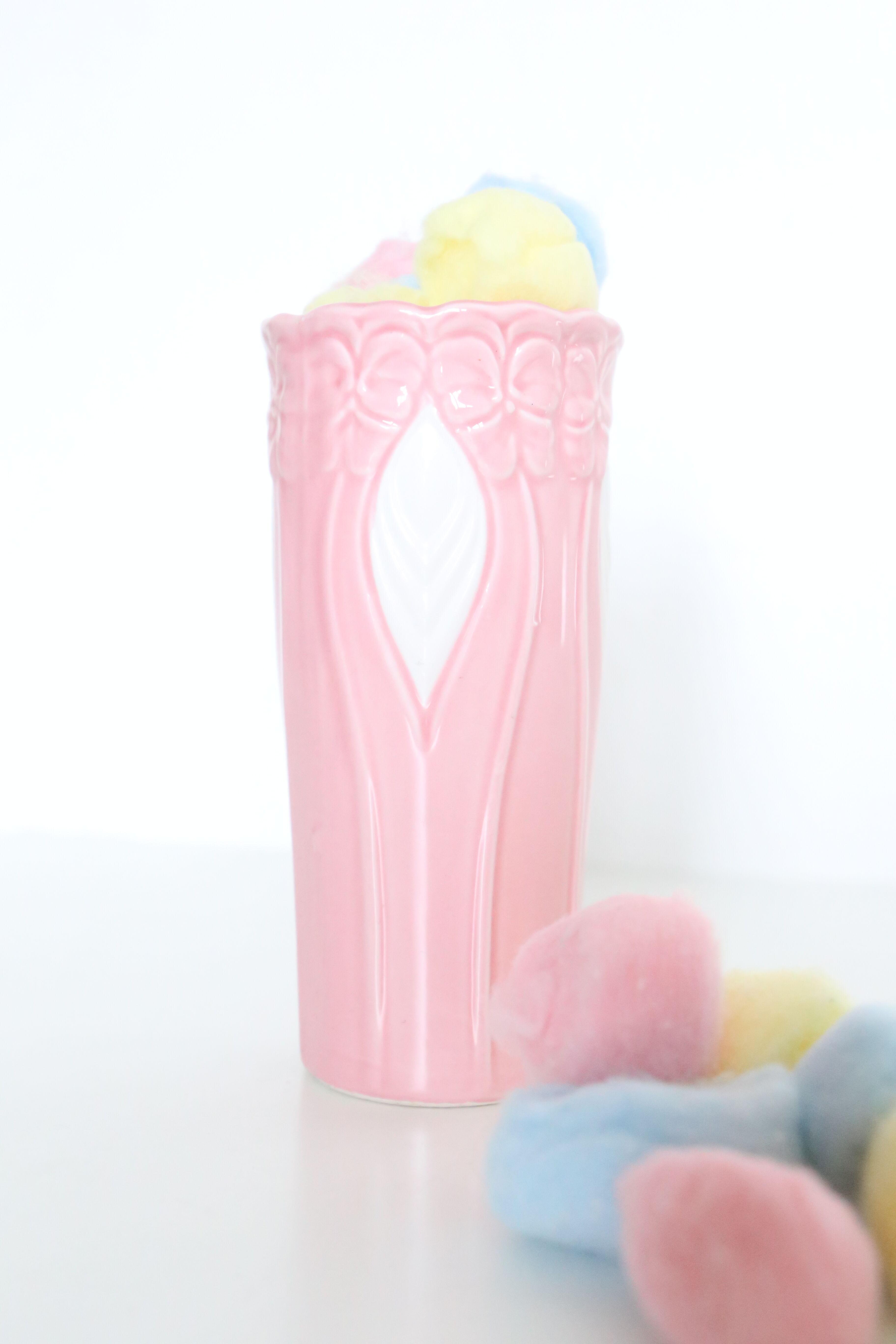 Pink and white ceramic vase, 1980