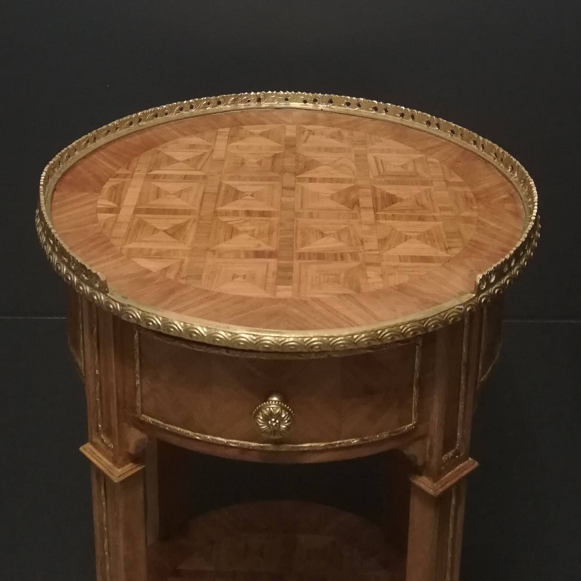 Louis XV style marquetry pedestal table or coffee table