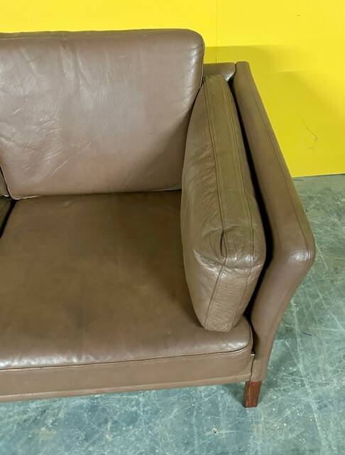 Canapé danois 2 places en cuir marron, 1970
