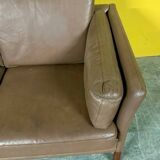 Canapé danois 2 places en cuir marron, 1970