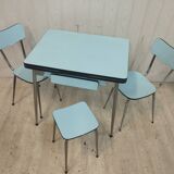 Blue formica table 2 chairs 1 mdj stool