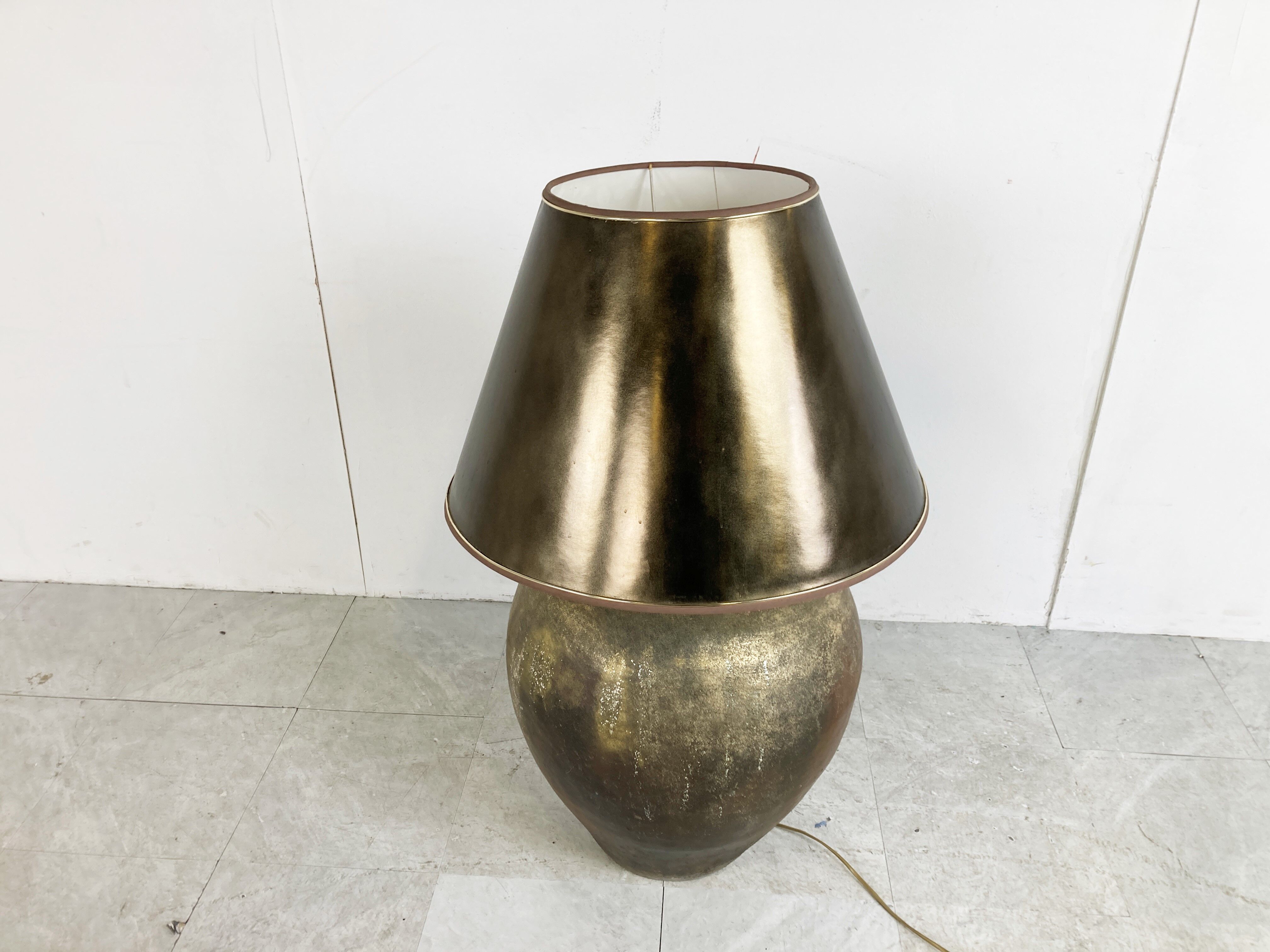 Oversized stoneware table lamp, 1980s