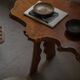 Mid-century Scandinavian coffee table made of solid elm wood, wabi-sabi style, 1960s.