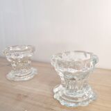 Pair of glass candle holders