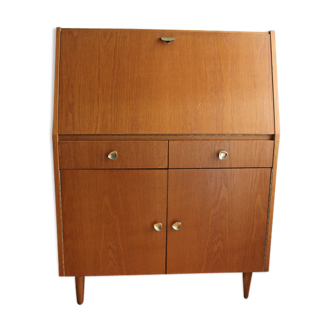 Vintage writing desk in varnished blond wood