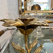 Bougeoir fleur en laiton