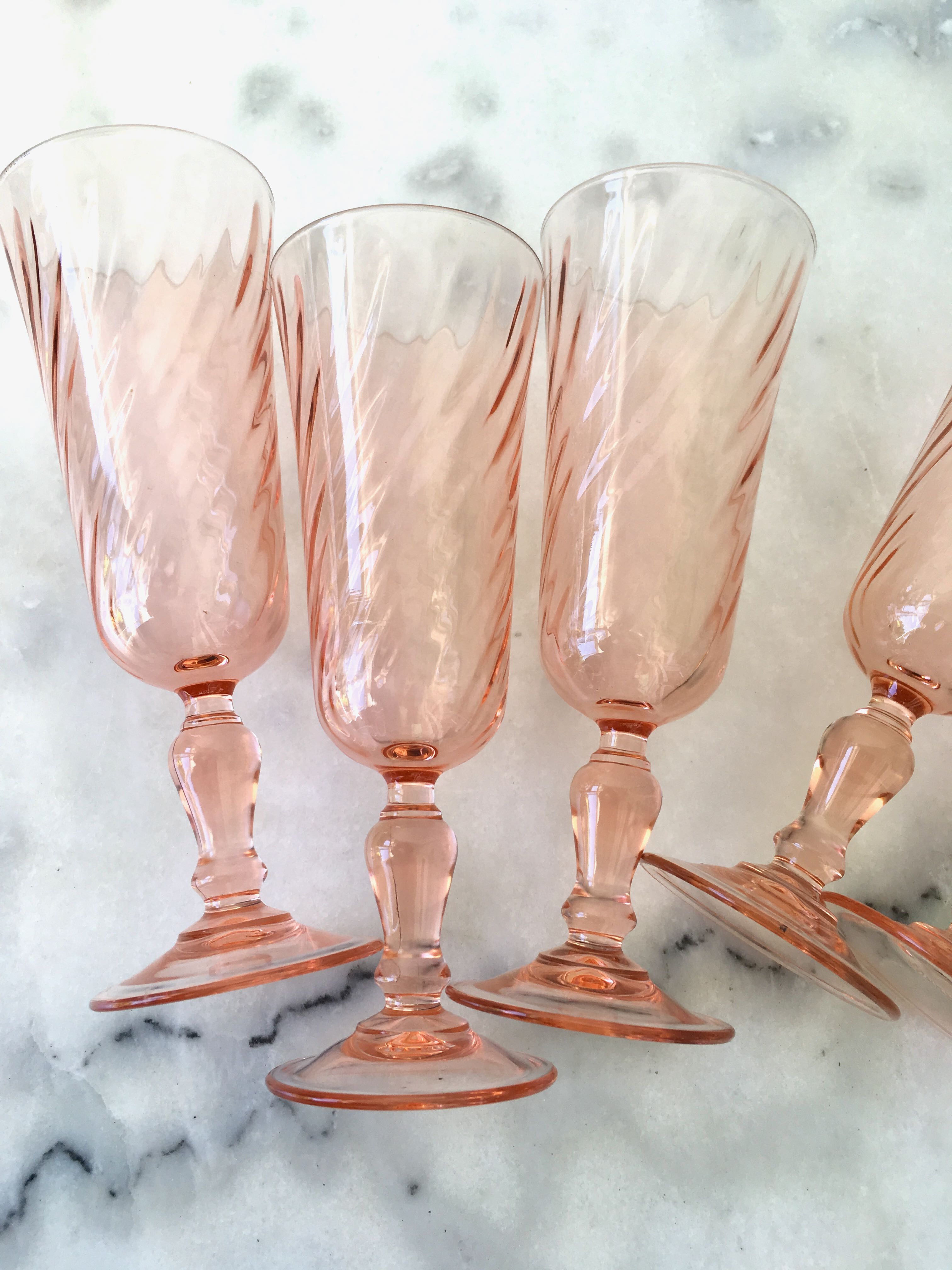 6 glasses vintage champagne flutes