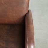 Set of 2 dining chairs / side chairs with armrests made of cowhide leather