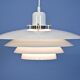 Danish hanging lamp in white with brass accent, 1980s
