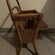 Vintage rattan magazine rack with side shelf - Bohemian style
