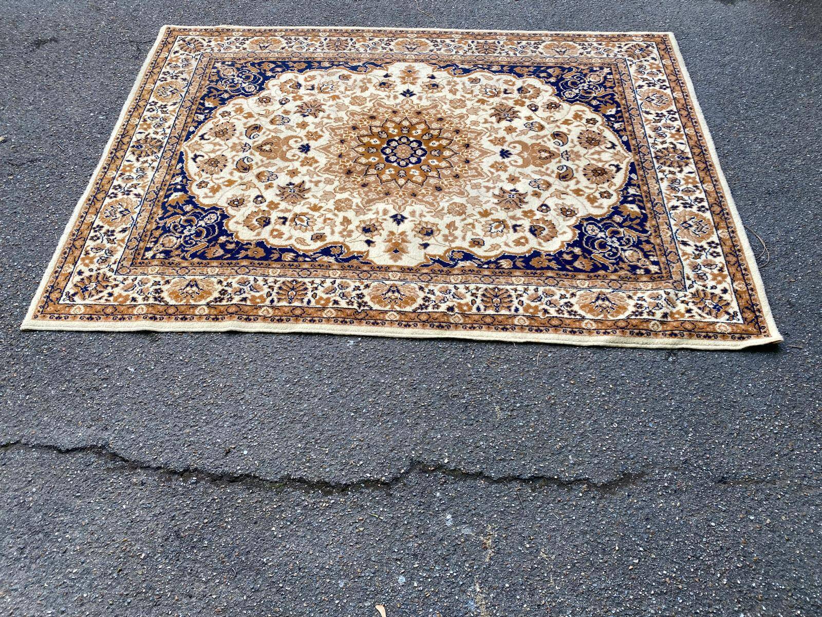 Handmade Persian wool rug gold Kabistan Saint Maclou 170x240cm