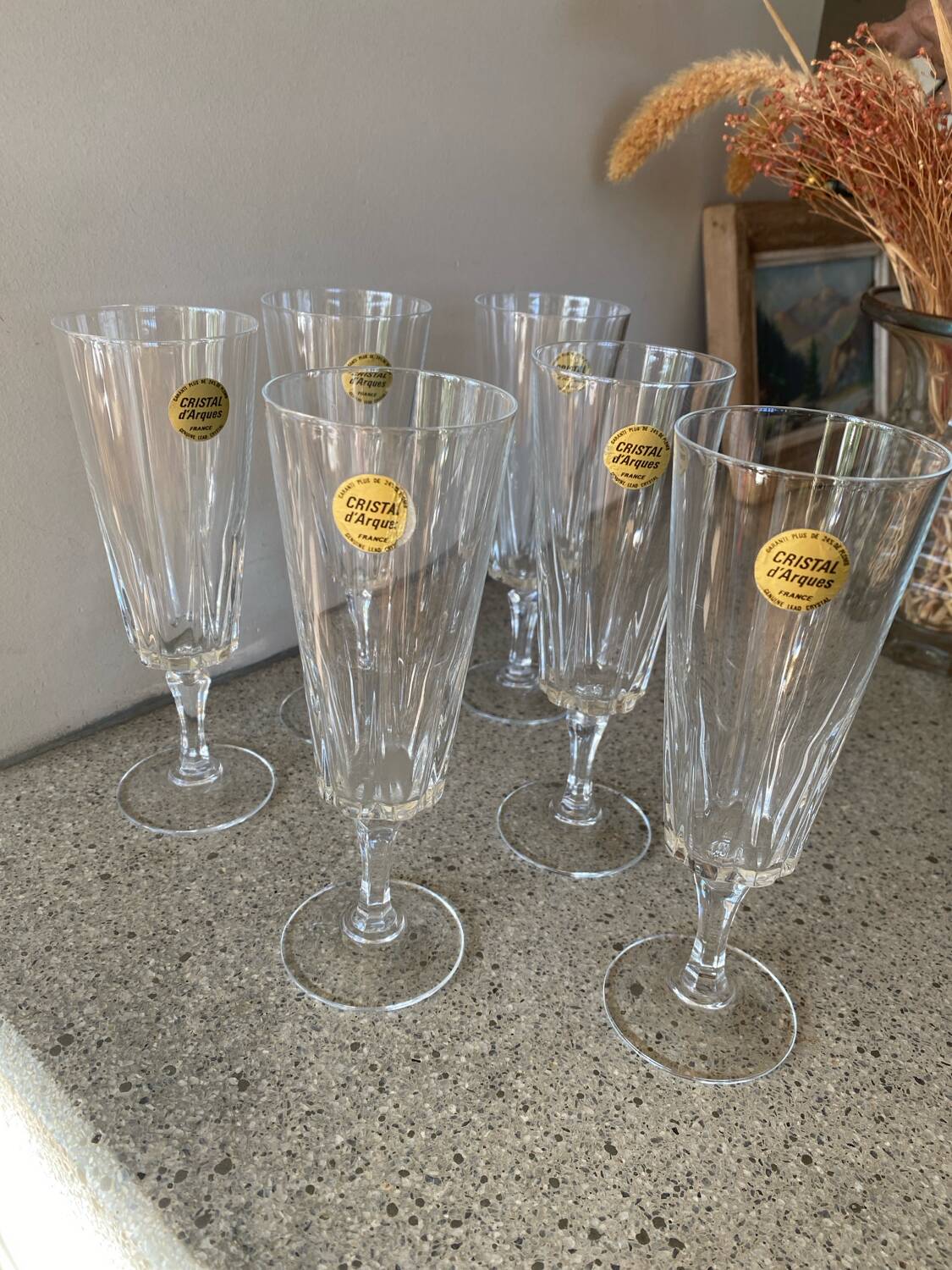 6 flûtes Cristal d’Arques modèle Versaille