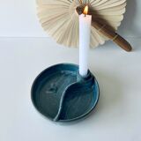 Candle holder and empty pocket or ceramic dish signed