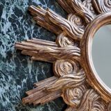 Vintage wooden and gold sun mirror