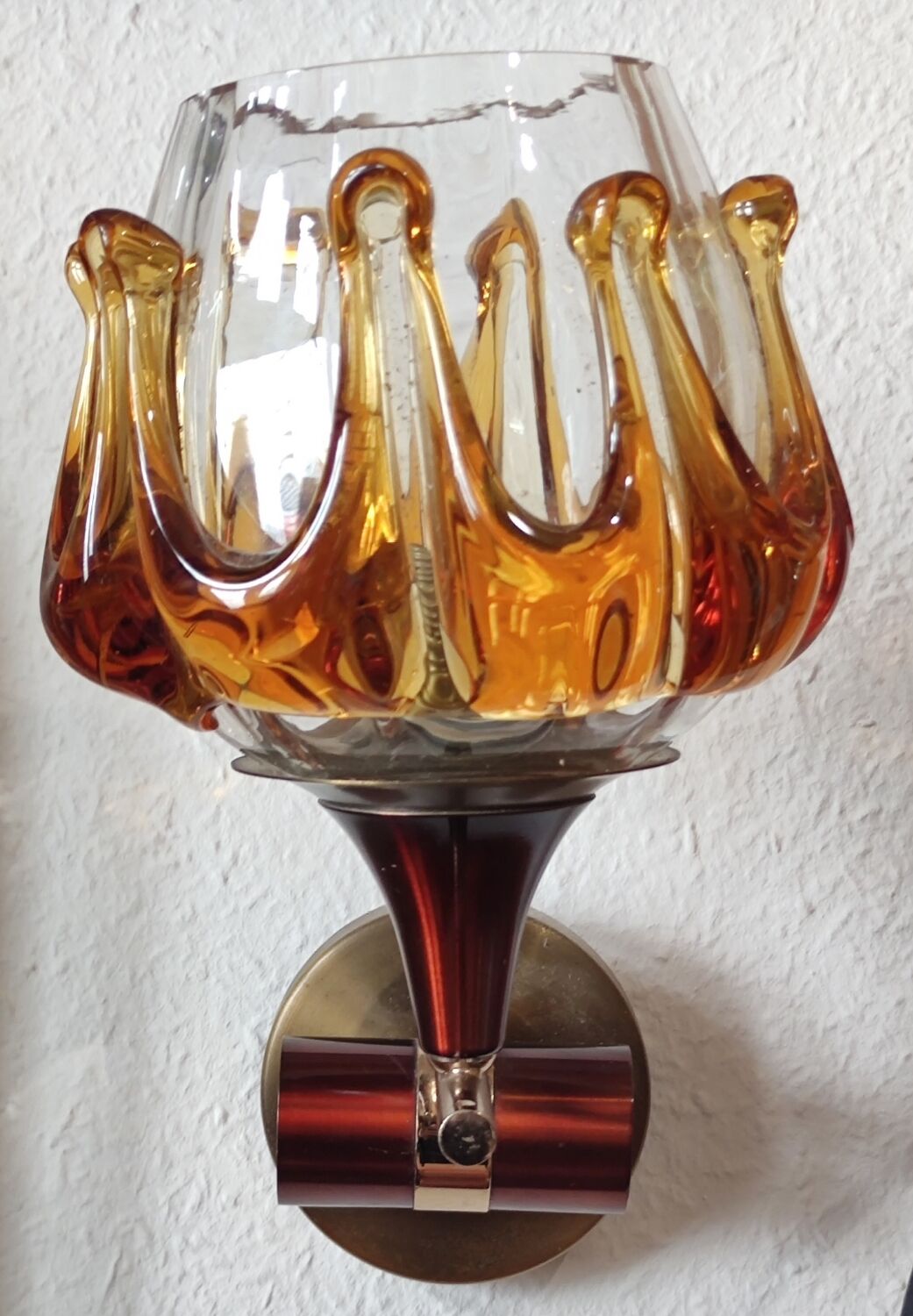 Pair of wall lamps Murano Mazzega, 1970