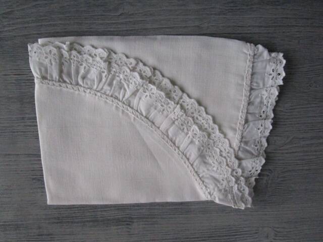 Half-moon old embroidered cradle pillowcase