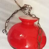 Ancien lustre globe rouge