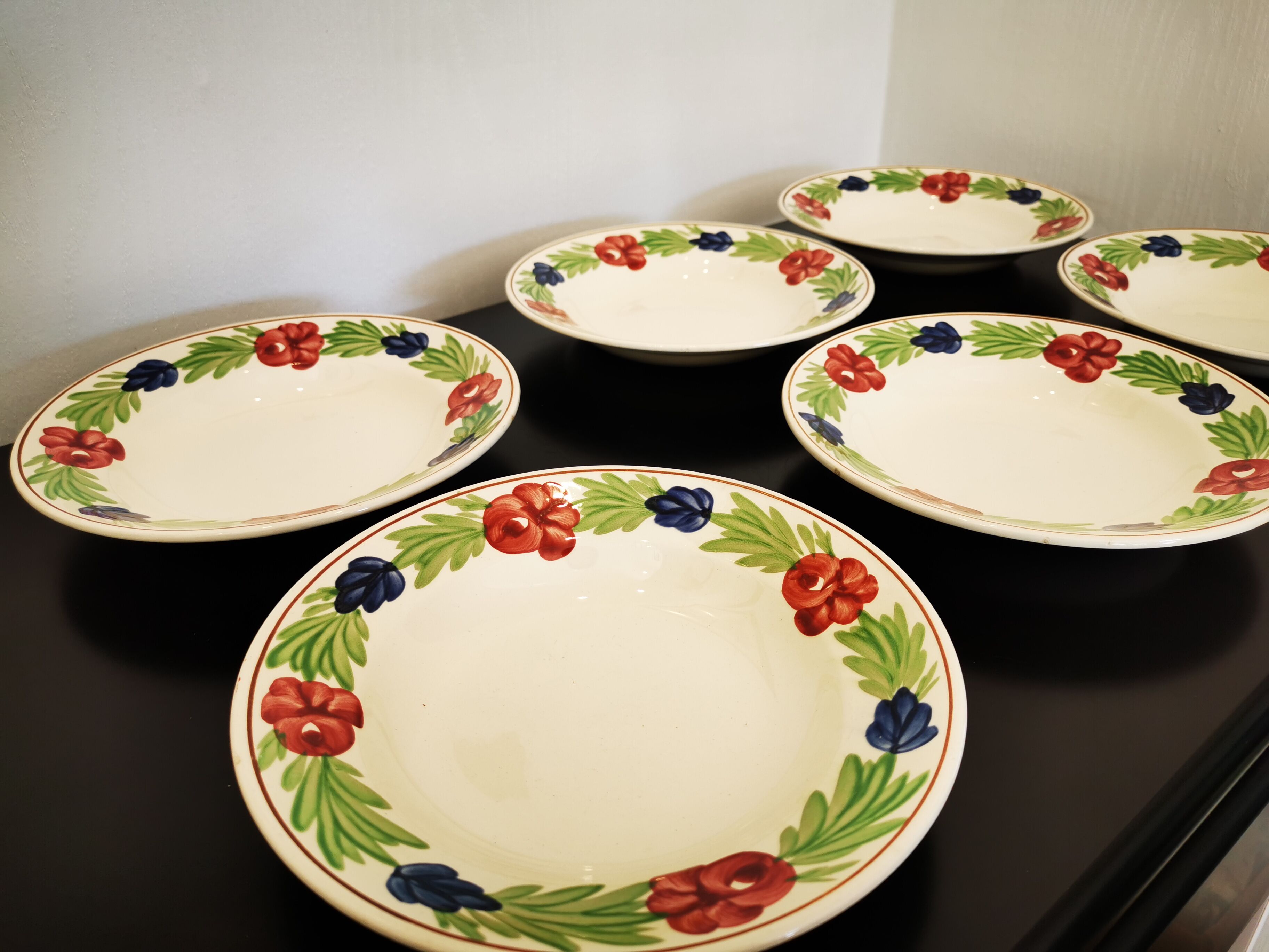 Lot of 6 old soup plates from Nidervillé