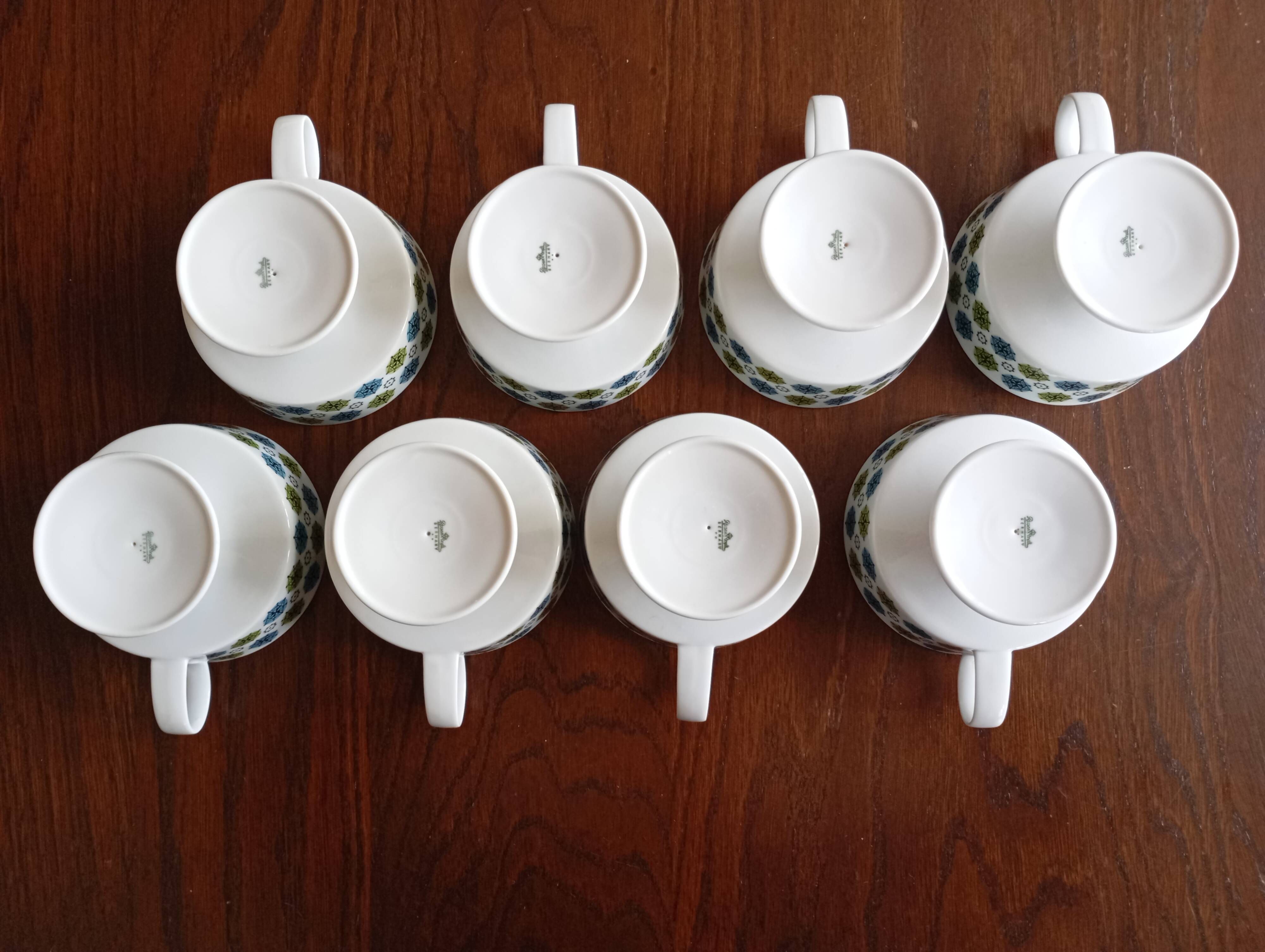 Service 8 cups "Rosette Taïga" Tapio Wirkkala & Ute Schröder for Rosenthal, ca 1970