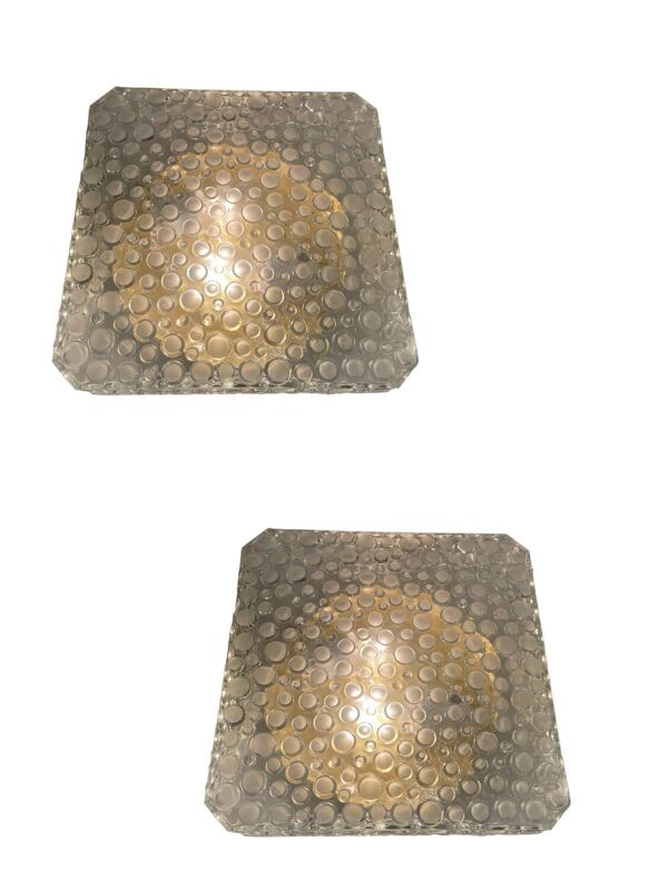 Mid Century Bubble Hustadt Appliques en verre cristal Ensemble de 2