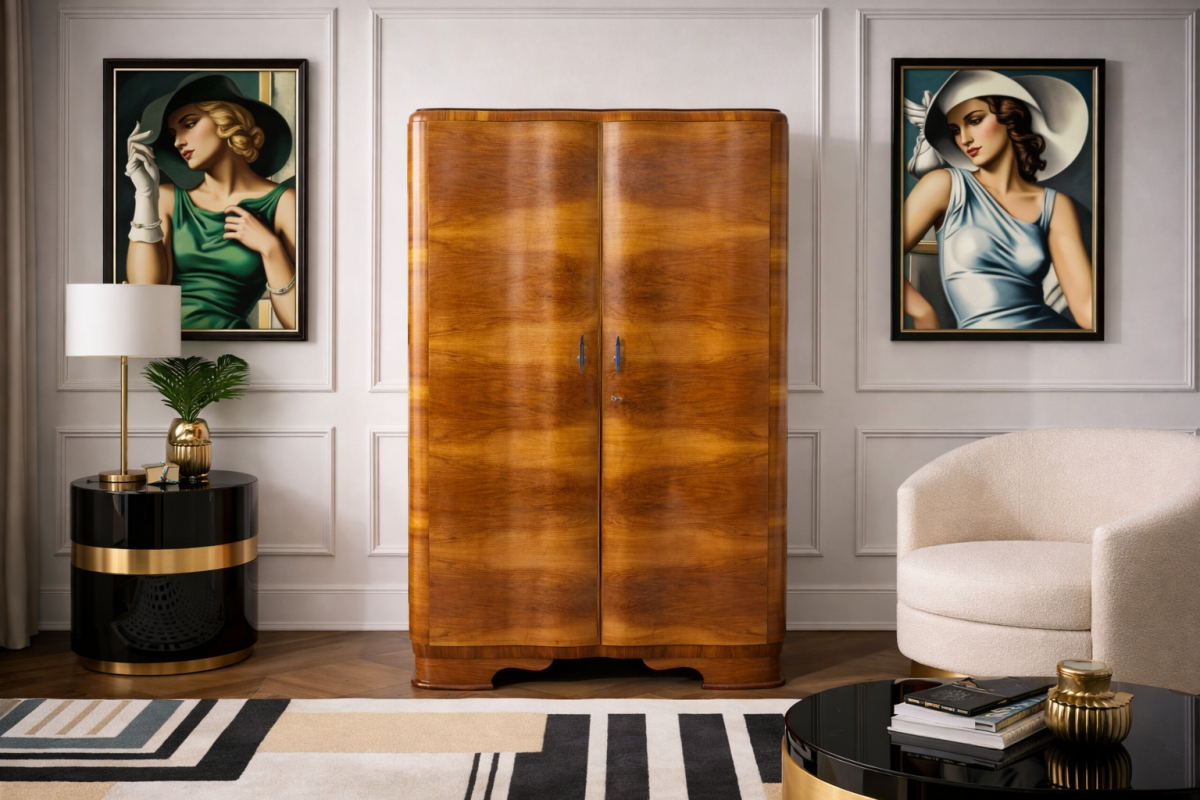 Art Deco wardrobe, Poland, circa 1940. After renovation