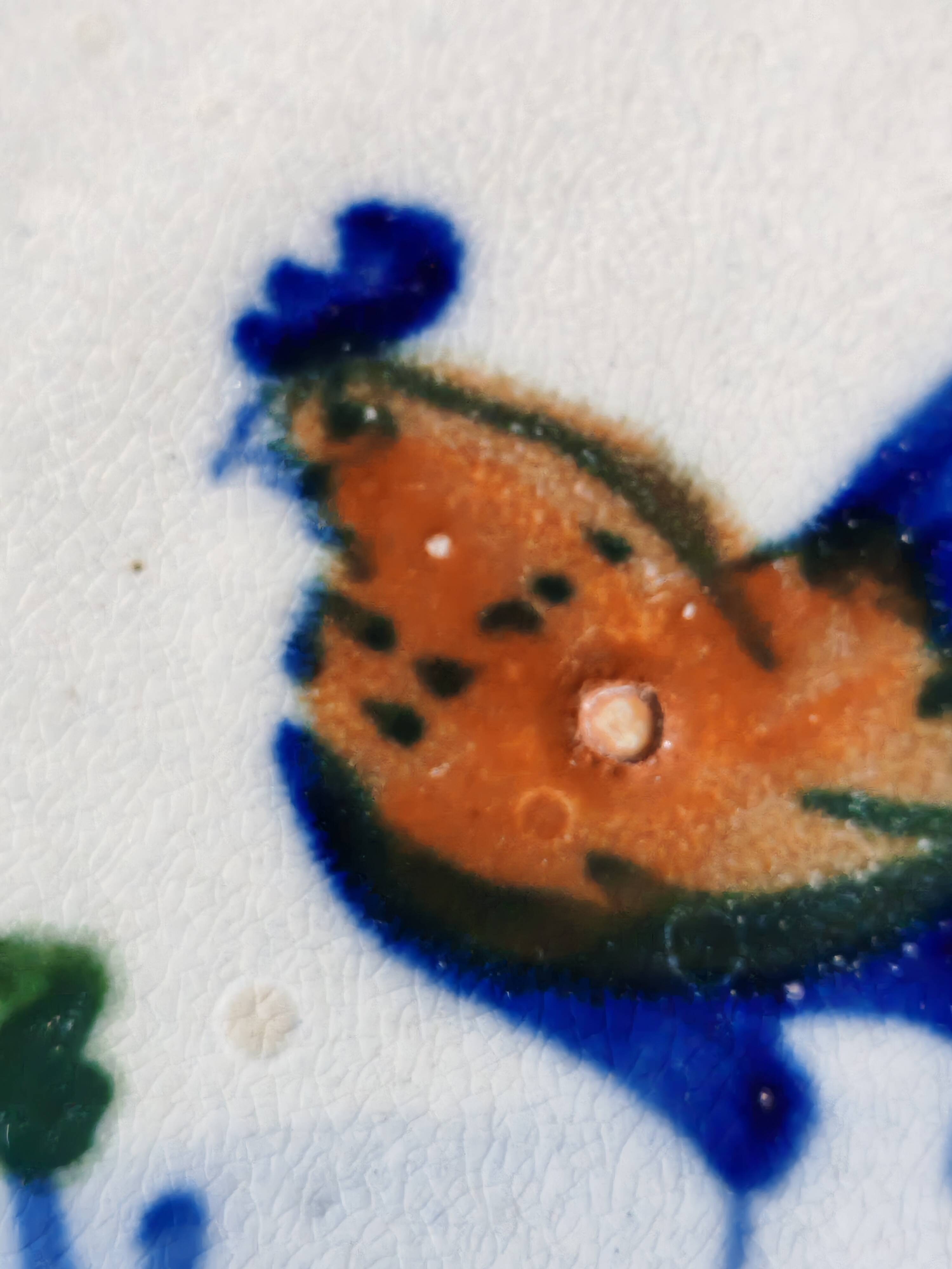Large Vintage Hand-Painted Plate "Rooster and Foliage"