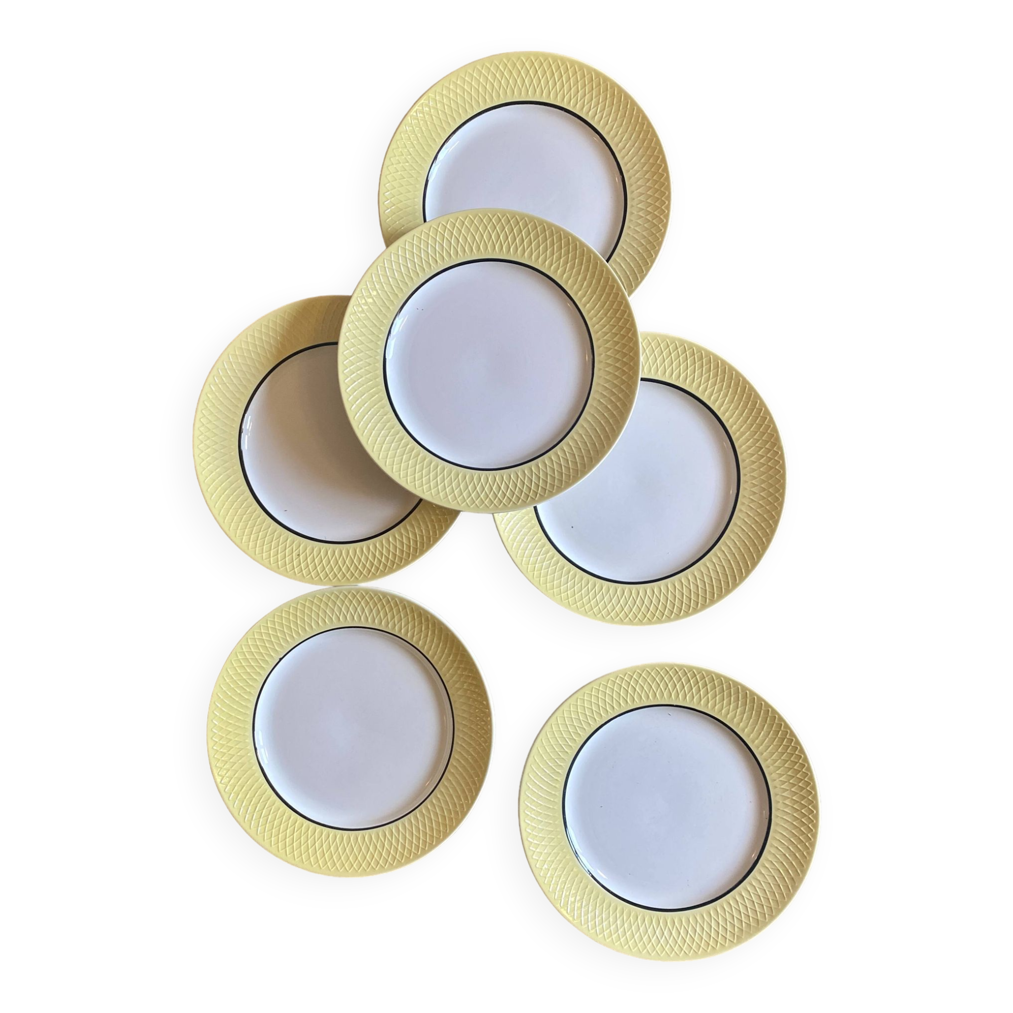 Set of 6 vintage flat plates Moulin des Loups