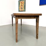 Beech farmhouse table, tapered legs, France, 1970s