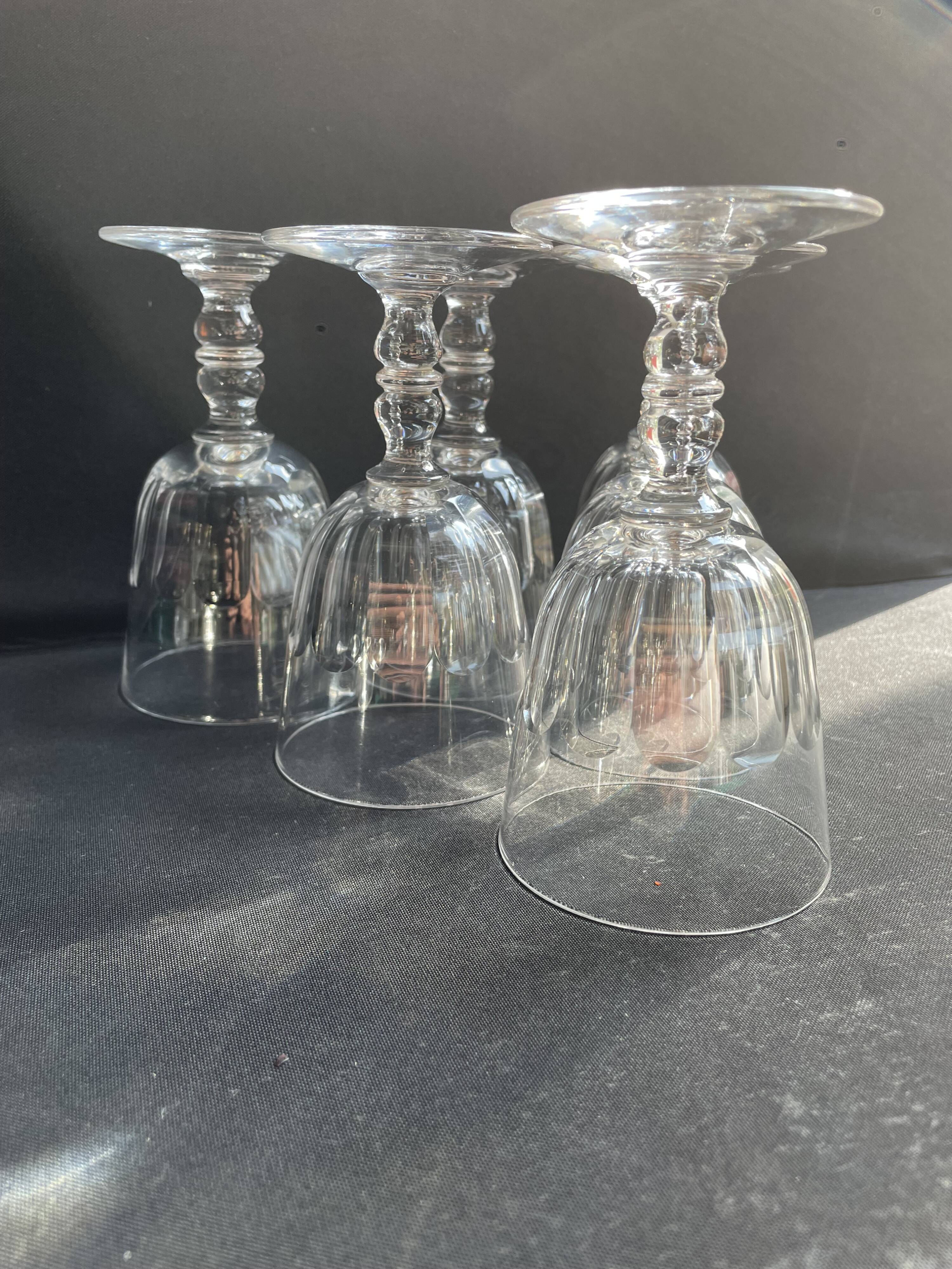 6 Baccarat Clermont 19th century wine glasses