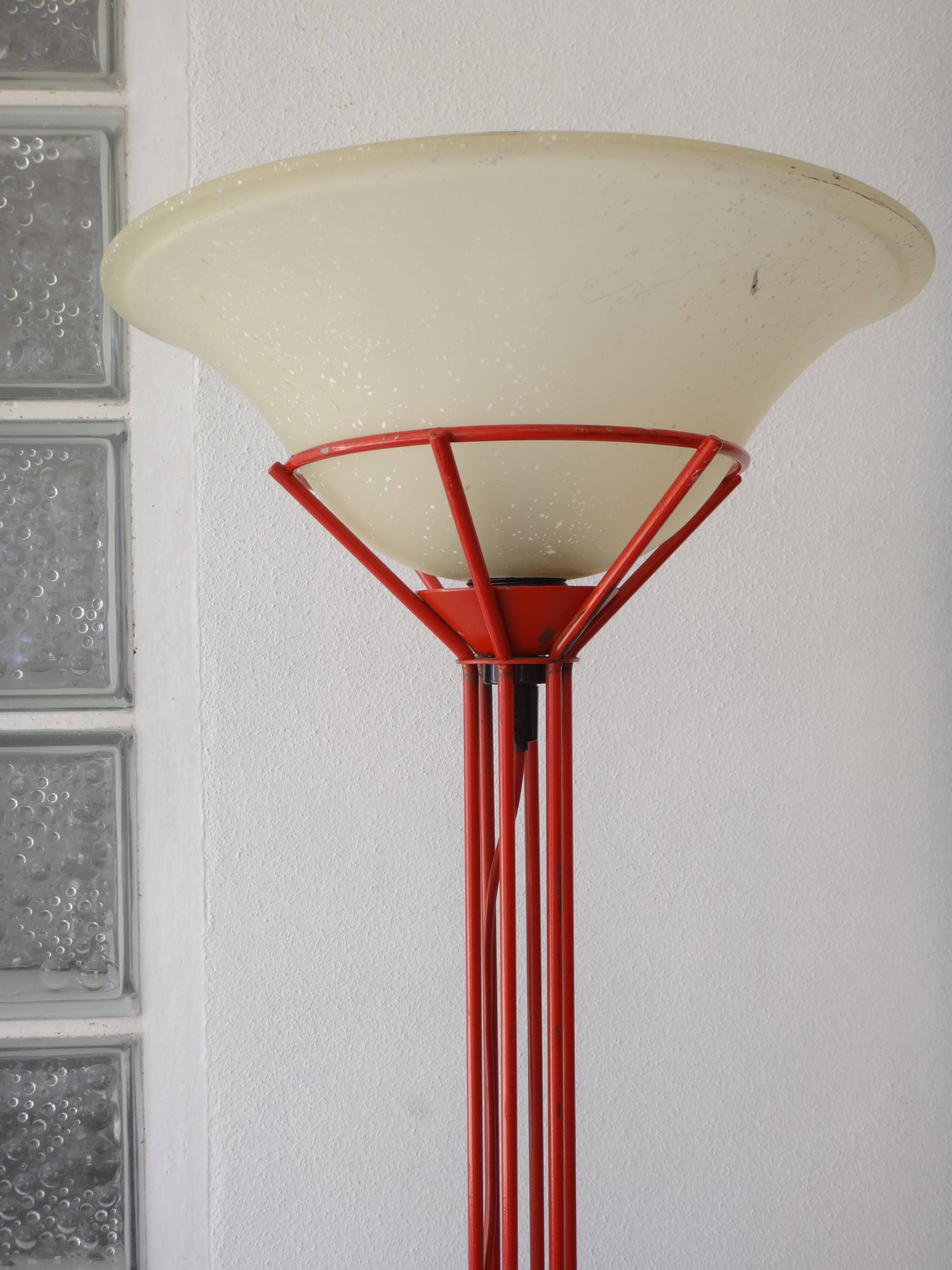 Design lamp italy 180cm red tubular Red floor Lamp designer light italy 1970