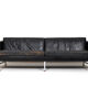 Danish leather sofa with chrome legs and teak ends