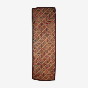 Old american carpet hooked handmade 88cm x 252cm 1880s