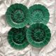 4 old plates in Sarreguemines vine leaf slip