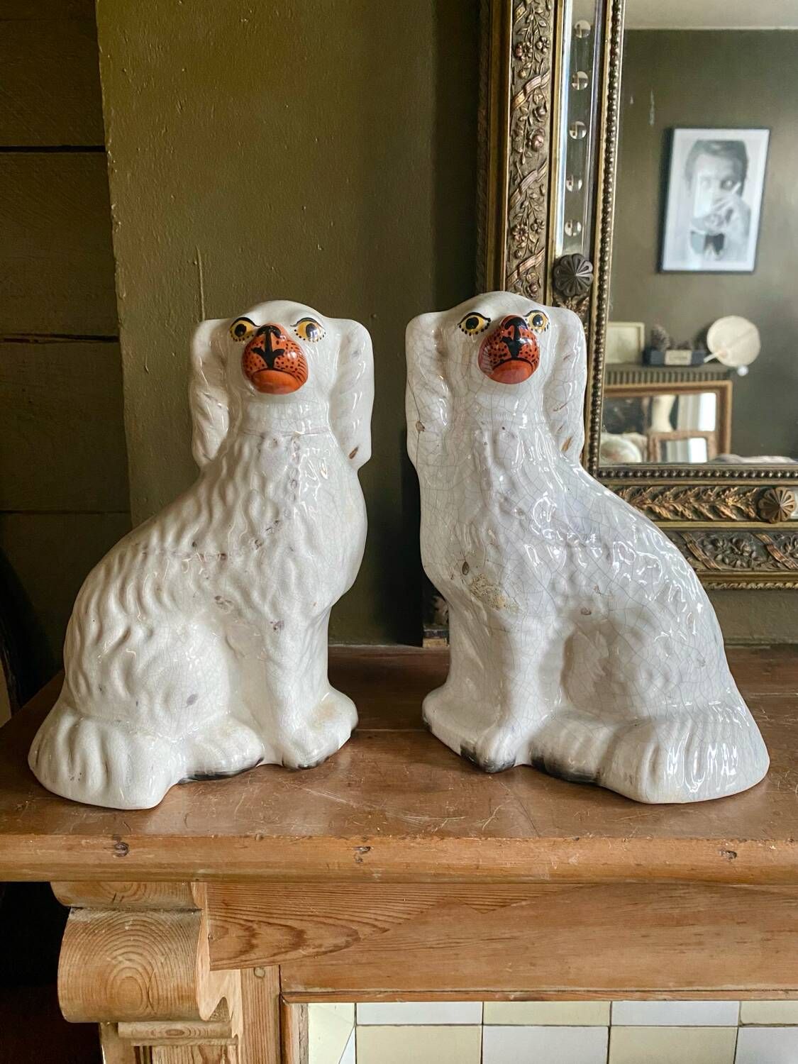 Pair of ceramic Staffordshire dogs late 19th century
